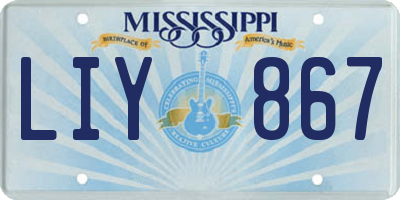 MS license plate LIY867
