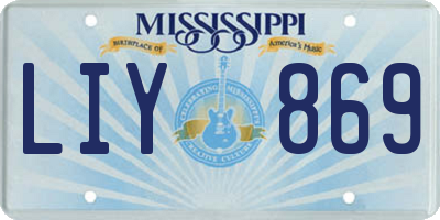 MS license plate LIY869