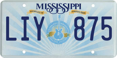 MS license plate LIY875