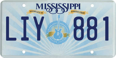 MS license plate LIY881