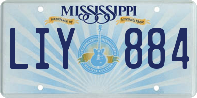 MS license plate LIY884