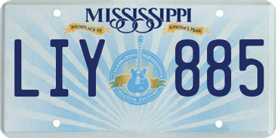 MS license plate LIY885
