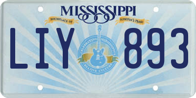 MS license plate LIY893