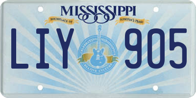 MS license plate LIY905
