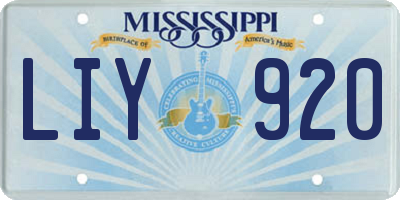MS license plate LIY920