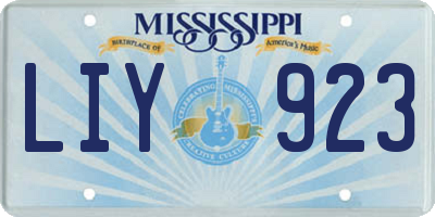MS license plate LIY923