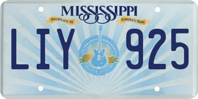 MS license plate LIY925