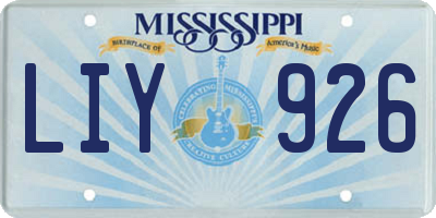 MS license plate LIY926