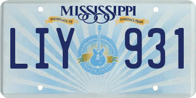 MS license plate LIY931