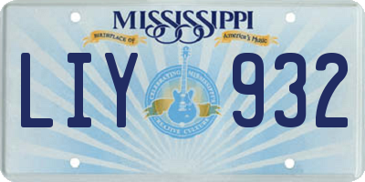 MS license plate LIY932