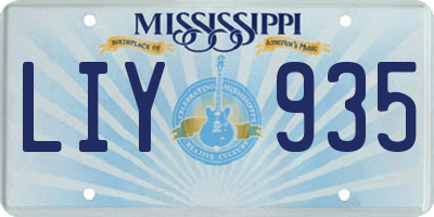 MS license plate LIY935