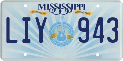 MS license plate LIY943