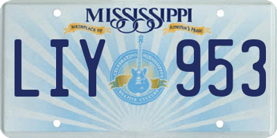 MS license plate LIY953