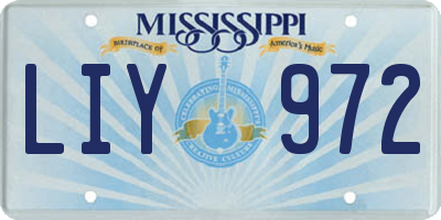 MS license plate LIY972