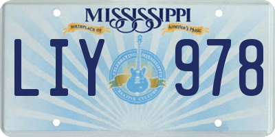 MS license plate LIY978