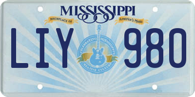 MS license plate LIY980