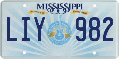 MS license plate LIY982
