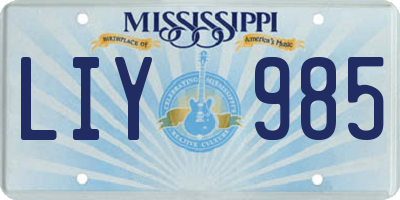 MS license plate LIY985