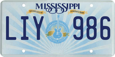 MS license plate LIY986