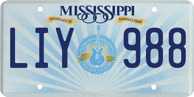 MS license plate LIY988