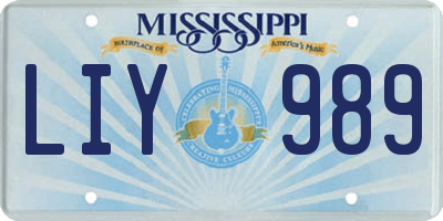 MS license plate LIY989