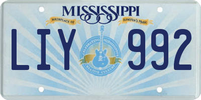 MS license plate LIY992