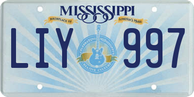 MS license plate LIY997