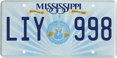 MS license plate LIY998