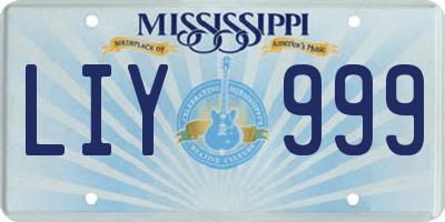 MS license plate LIY999