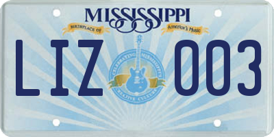 MS license plate LIZ003