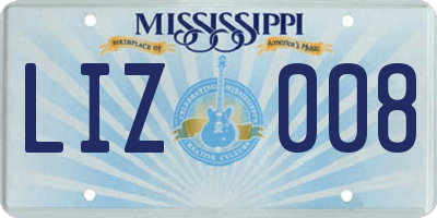 MS license plate LIZ008