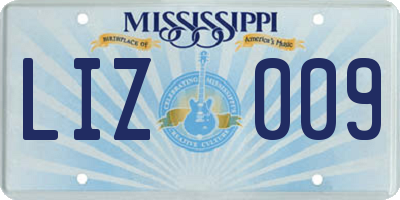 MS license plate LIZ009