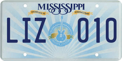 MS license plate LIZ010
