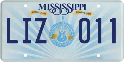 MS license plate LIZ011