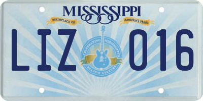 MS license plate LIZ016