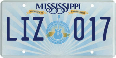 MS license plate LIZ017