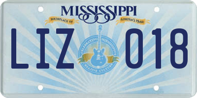 MS license plate LIZ018