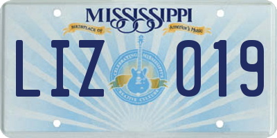 MS license plate LIZ019