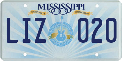 MS license plate LIZ020