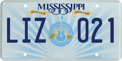 MS license plate LIZ021