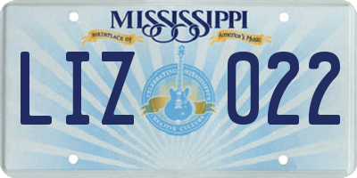MS license plate LIZ022