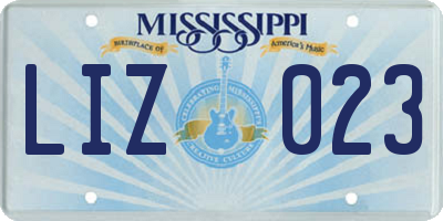 MS license plate LIZ023