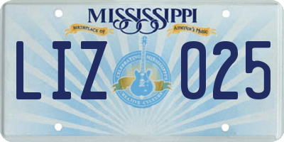 MS license plate LIZ025