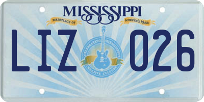 MS license plate LIZ026