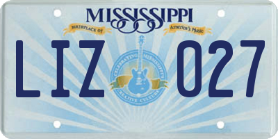 MS license plate LIZ027