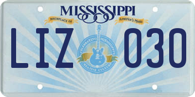 MS license plate LIZ030