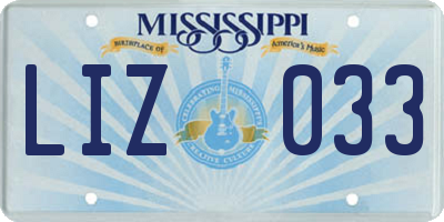 MS license plate LIZ033