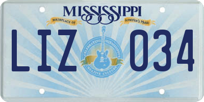 MS license plate LIZ034