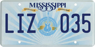 MS license plate LIZ035