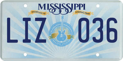 MS license plate LIZ036